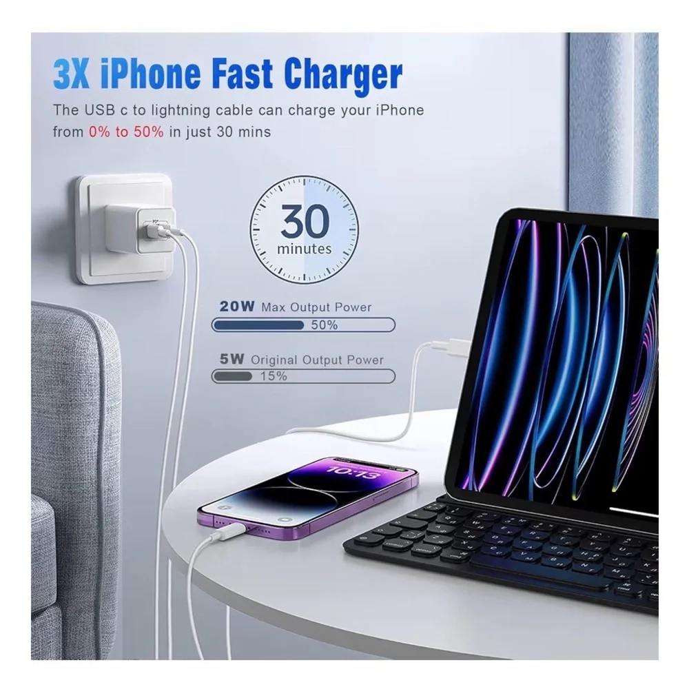 6 Foot USB C to Lightning Charging Cable